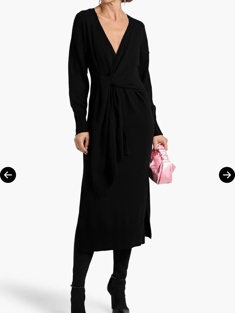 Jonathan Simkhai Black Wrap Midi knit‎  Dress XS NWT